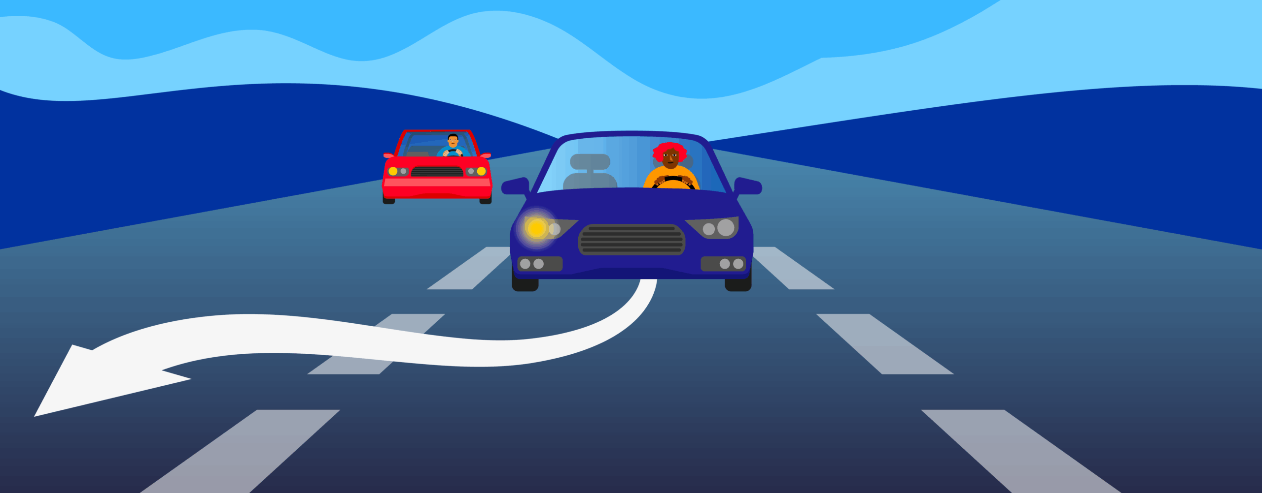 Broken White road line between lanes