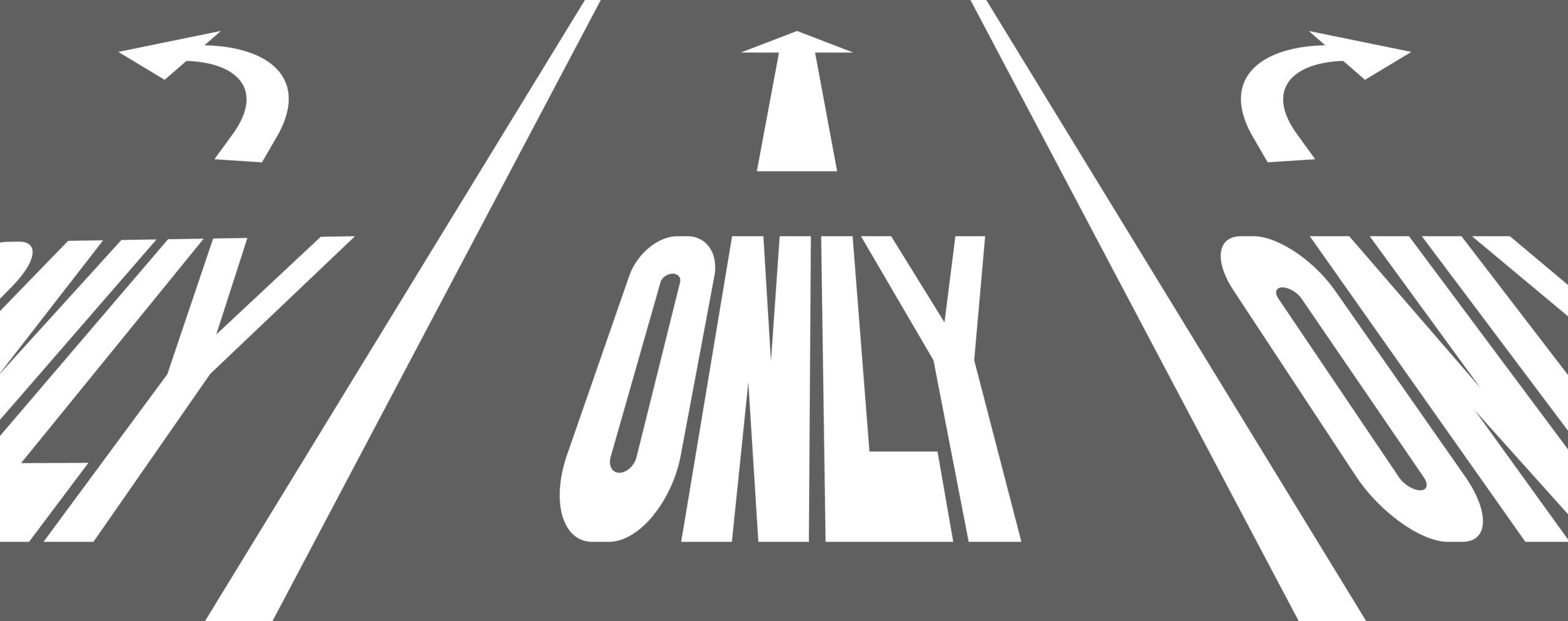“ONLY,” “EXIT,” or “MERGE” Pavement Text