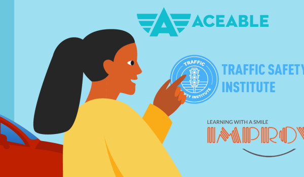 A driving school student considers three driving school options: Traffic Safety Institute, Aceable, and Improv