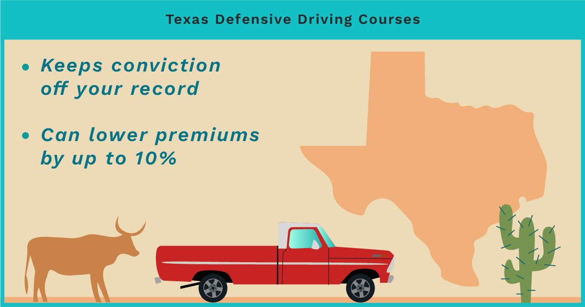 Texas driving safety course: keeps the conviction off your record and can lower premiums up to 10%